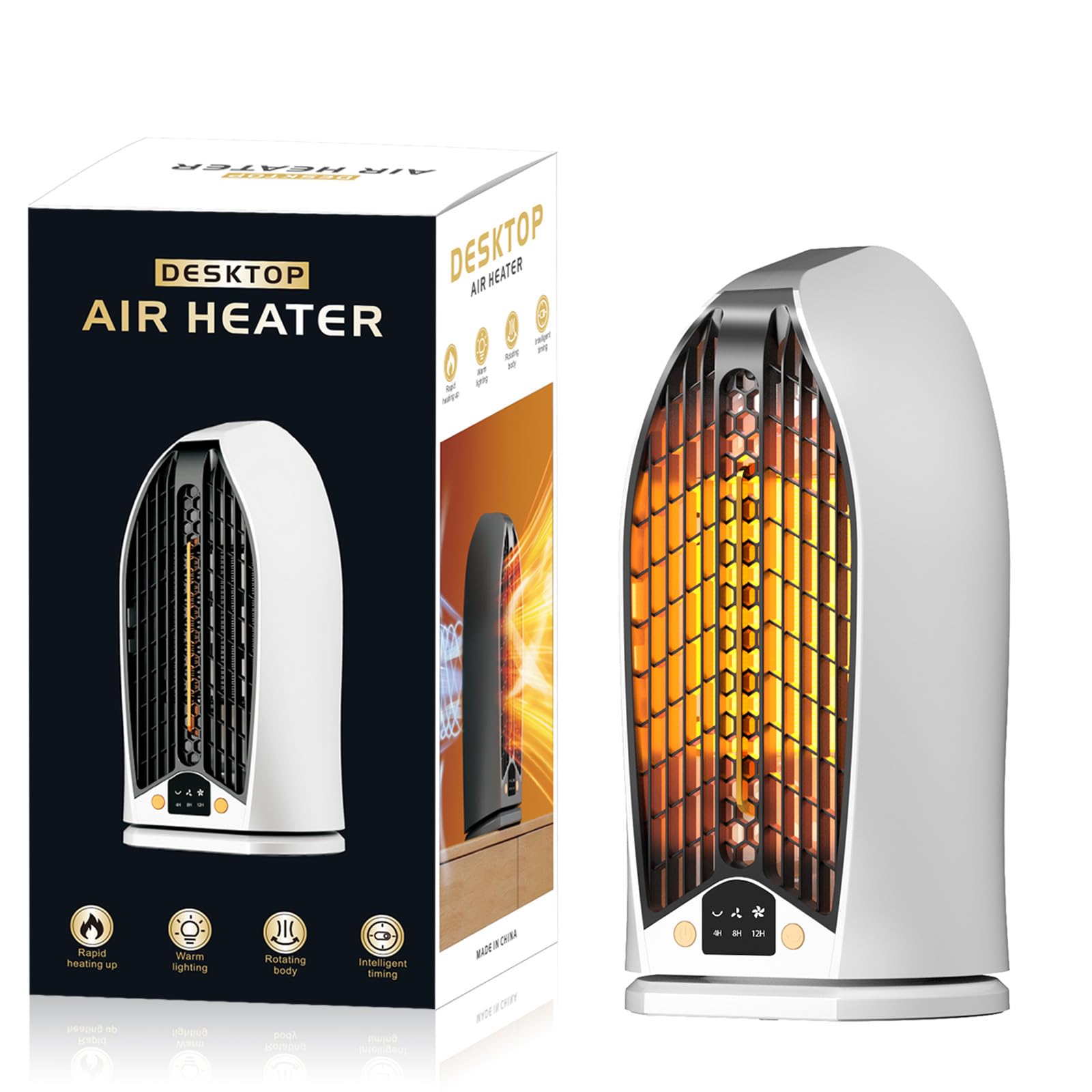 セラミックヒーター 小型 電気ストーブ 1200W PTC 省エネ 1秒即熱 90度自動首振り ファンヒーター 足元ヒーター デスク下 過熱保護 転倒OFF 3段階タイマー4H/8H/12H 静音 暖光灯 オフィス 寝室 浴室用 コンパクト Amazon | セラミックヒーター 小型 電気ストーブ 1200W PTC 省エネ 1秒